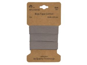 Schrägband/Einfassband Baumwolle gefalzt 20 mm - 3 m Coupon - uni grau