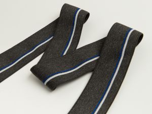 Gummiband - schmaler Streifen,gepunktete Linie ca. 40mm - meliert dunkles grau/blau/weiß