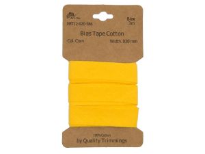 Schrägband/Einfassband Baumwolle gefalzt 20 mm - 3 m Coupon - uni gelb
