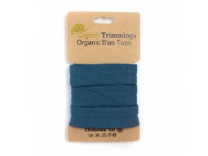 Jersey Organic Cotton Schrägband/Einfassband gefalzt 20 mm Breit x 3 Meter Coupon - uni petrol
