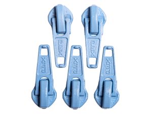 Slider/Zipper/Automatikschieber für Reißverschlüsse Größe 5 - Set 5 Stück - himmelblau