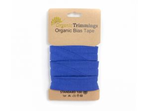 Jersey Organic Cotton Schrägband/Einfassband gefalzt 20 mm Breit x 3 Meter Coupon - uni royalblau