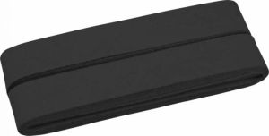 Hochwertiges Schrägband Baumwolle gefalzt 20 mm - 5 Meter Coupon - uni schwarz