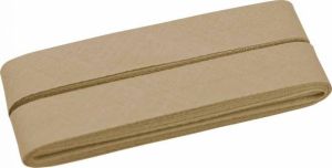 Hochwertiges Schrägband Baumwolle gefalzt 20 mm - 5 Meter Coupon - uni dunkles beige