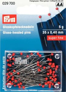 Glaskopfstecknadeln Prym SF 0,40 x 35mm - rot - 20g