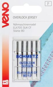 Nähmaschinennadeln Overlock ELX705 Jersey Chrom 80 - 5 Stück