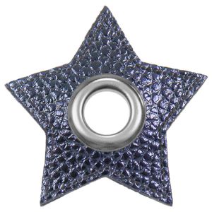 Ösen Patches Stern für Kordeln VENO Lederimitat marine-metallic