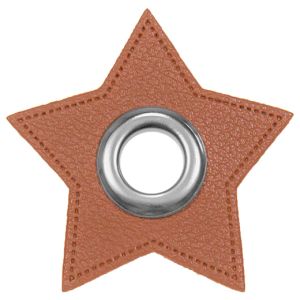 Ösen Patches Stern für Kordeln VENO Lederimitat camel-metallic
