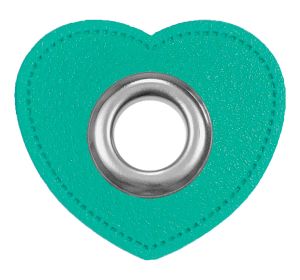 Ösen Patches Herz für Kordeln VENO Lederimitat mint