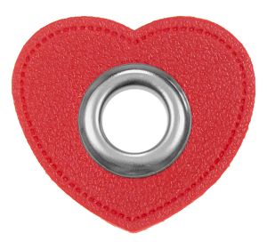 Ösen Patches Herz für Kordeln VENO Lederimitat rot