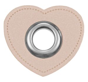 Ösen Patches Herz für Kordeln VENO Lederimitat beige