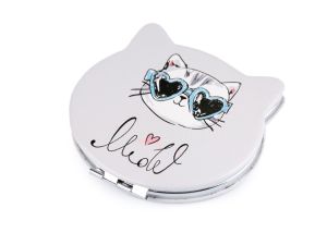 Kosmetikspiegel Katze 7 x 7,6 cm - Miow - helles grau