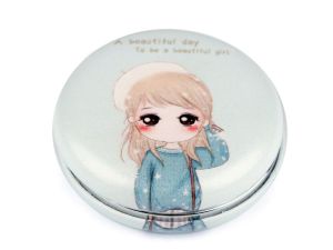 Kosmetikspiegel 7cm - Mädchen mit Mütze - mint