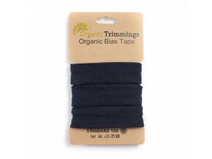 Jersey Organic Cotton Schrägband/Einfassband gefalzt 20 mm Breit x 3 Meter Coupon - uni navy