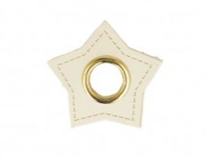 Aufnäh-Ösen auf Kunstleder 10 mm 4 Stück - Stern - uni creme