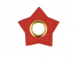 Aufnäh-Ösen auf Kunstleder 10 mm 4 Stück - Stern - uni rot