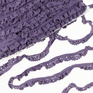 Elastisches Gummiband mit Baumwollspitzenborde 19 mm - Lochmuster - lavendel