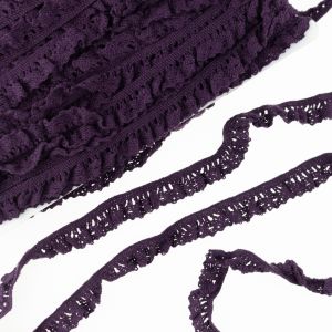 Elastisches Gummiband mit Baumwollspitzenborde 19 mm - Lochmuster - violett