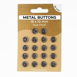 Metalldruckknöpfe Set mit 18 Stück 10 mm - uni anthrazit