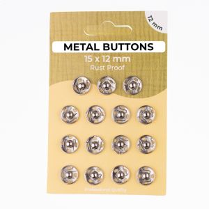 Metalldruckknöpfe Set mit 15 Stück 12 mm - uni siberfarben