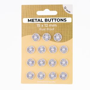 Metalldruckknöpfe Set mit 15 Stück 12 mm - uni weiß