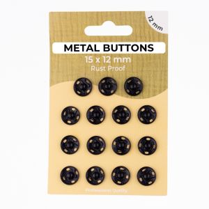Metalldruckknöpfe Set mit 15 Stück 12 mm - uni schwarz