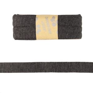 Jersey Viskose Schrägband/Einfassband gefalzt 20 mm x 3 m Coupon - meliert dunkles grau