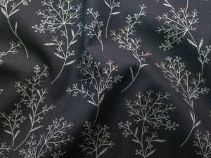 Webware Baumwolle Gütermann ring a roses - Zweige - dunkelgrau
