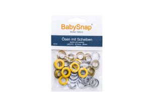 Baby Snap Ösen mit Scheiben - 20 Stück/8 mm - gelb