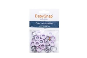 Baby Snap Ösen mit Scheiben - 20 Stück/8 mm - rosa