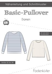 Papier-Schnittmuster Fadenkäfer - Basic-Pullover - Damen