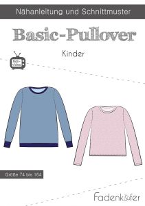 Papier-Schnittmuster Fadenkäfer - Basic-Pullover - Kinder
