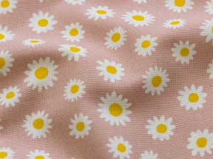 Dekostoff Half-Panama - Margeriten-Blüten - altrosa