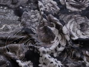 Jersey - Blumen im Paisleystyle - schwarz