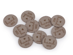 Label aus ökologischem Kunstleder ca. 30 mm - Handmade - grau