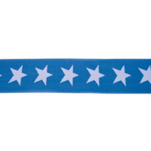 Gummiband ca. 40 mm - Sterne - jeans/blau
