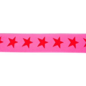 Gummiband ca. 40 mm - Sterne - pink/rot