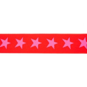 Gummiband ca. 40 mm - Sterne - rot/pink