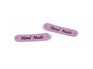 2 Applikationen / Label aus ökologischem Kunstleder ca. 10 x 48 mm  - Handmade - rosa