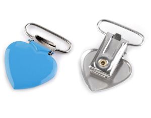 Hosenträgerclip/Schnullerkettenclip 2 Stück - Herz - blau
