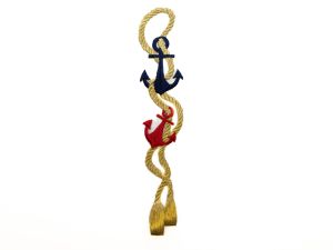 Nahaufnahme von Stick-Applikation zum Aufbügeln ca 20 cm x 3,5 cm - Anker mit Seil - gold