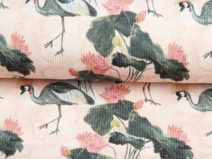 Ripp-Jersey Mia by Swafing - elegante Kraniche - pfirsich