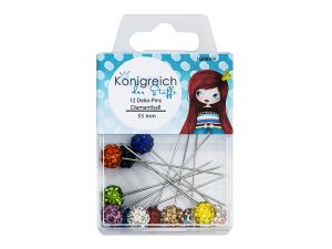 Deko-Pins 12 Stück/55 mm - Diamanten - bunt