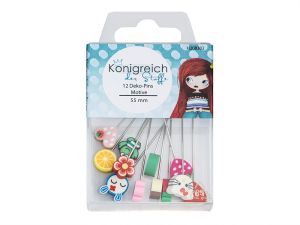Deko-Pins 12 Stück/55 mm - verschiedene Motive - bunt