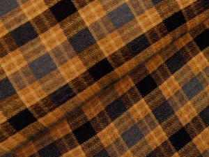 Webware Viskose Washed Checks - Karos 1 x 1 cm - ocker