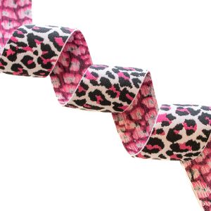 Gummiband Animalprint Leomuster ca. 40mm - helles rosa/pink