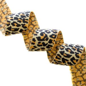 Gummiband Animalprint Leomuster ca. 40mm - helles gelb/orange
