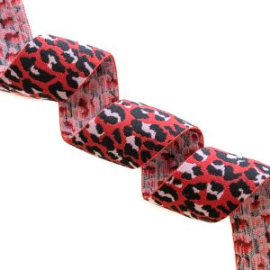 Gummiband Animalprint Leomuster ca. 40mm - rot/rosa