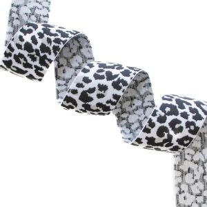 Gummiband Animalprint Leomuster ca. 40mm - wollweiß/grau