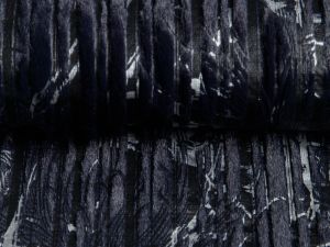 Fur mit Foliendruck - Blumen auf Rippotik - blauviolett